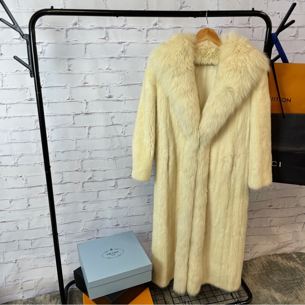 off White Mink Coat with Hood